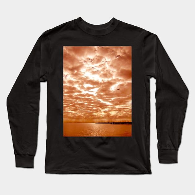 Clouds at Dusk, Brighton Beach Long Sleeve T-Shirt by rozmcq